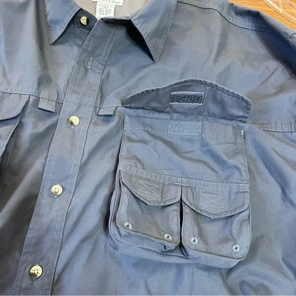 L.L. Bean Buzz Off Insect Shield Gray Button Up light weight Jacket size XXL Reg - Picture 7 of 14